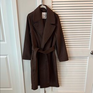 Abercrombie & Fitch Chocolate Brown Belted Wool Coat